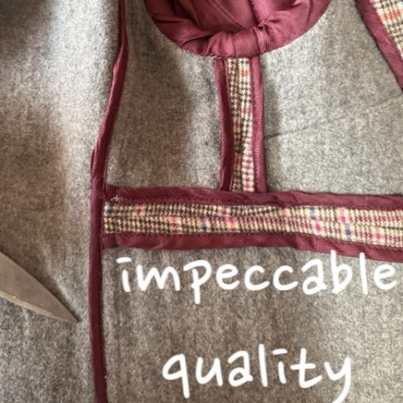 Vintage Italian plaid houndstooth LE FULL ruffled midi pea coat woman’s 4 - Picture 7 of 16